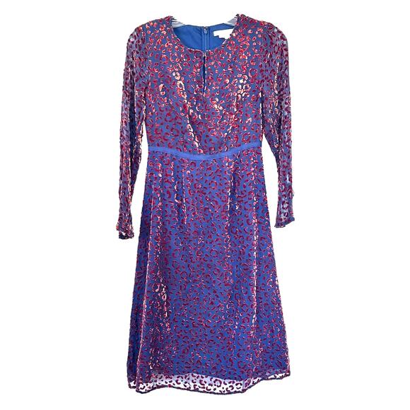 Boden black georgette brown velvet animal print silk blend midi dress 2P - Picture 1 of 11